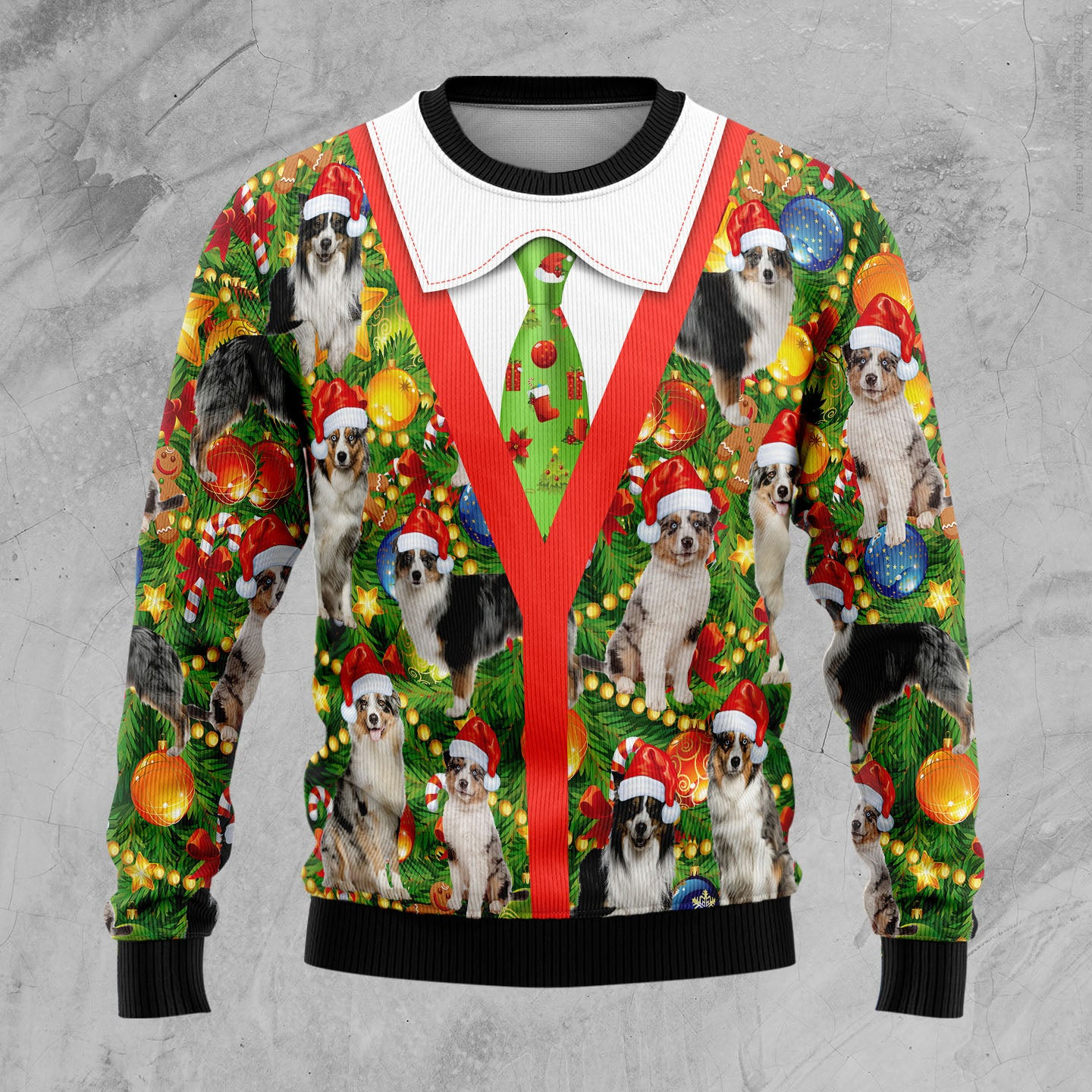 Australian Shepherd Xmas Pine Ugly Christmas Sweater