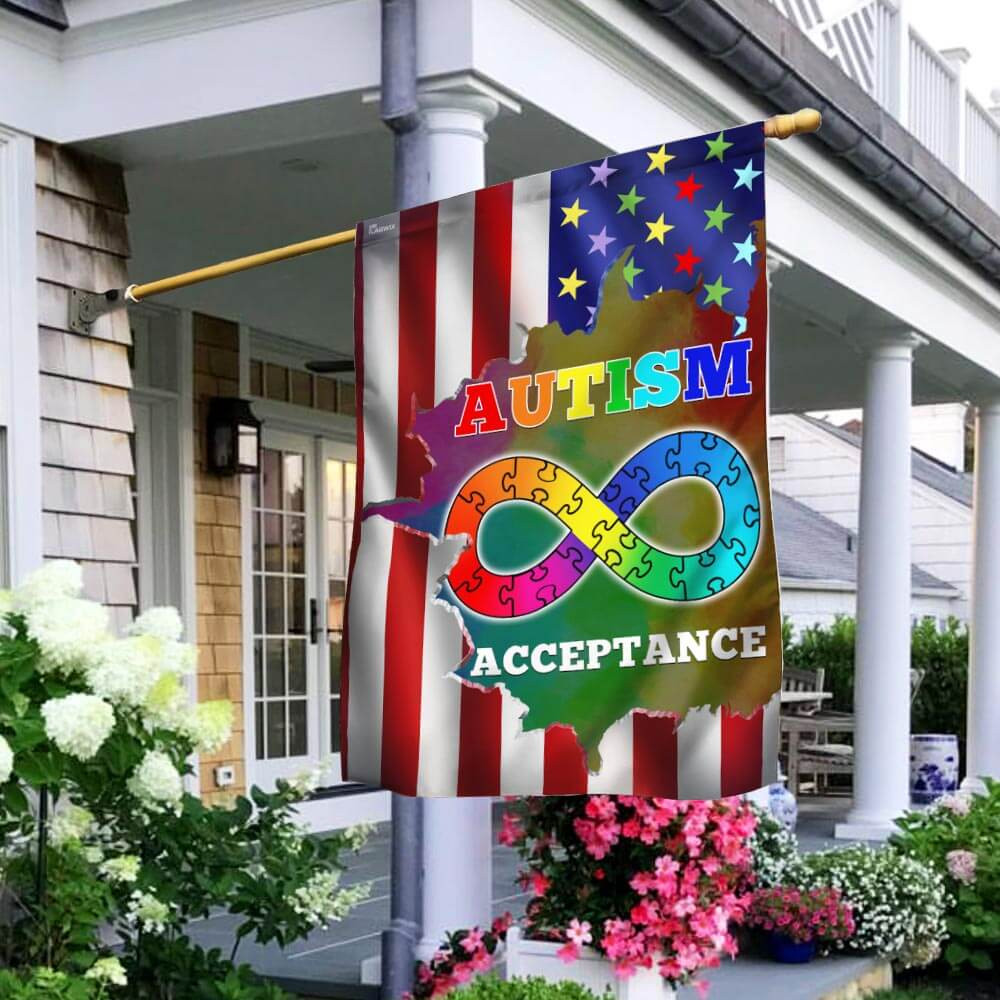 Autism Acceptance American Flag Autism Support Flag Autism Family Flag Gift