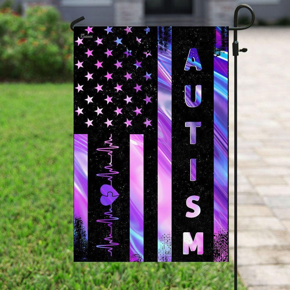 Autism Awareness Heart Beat Hologram Autism Awareness Garden Flag House Flag