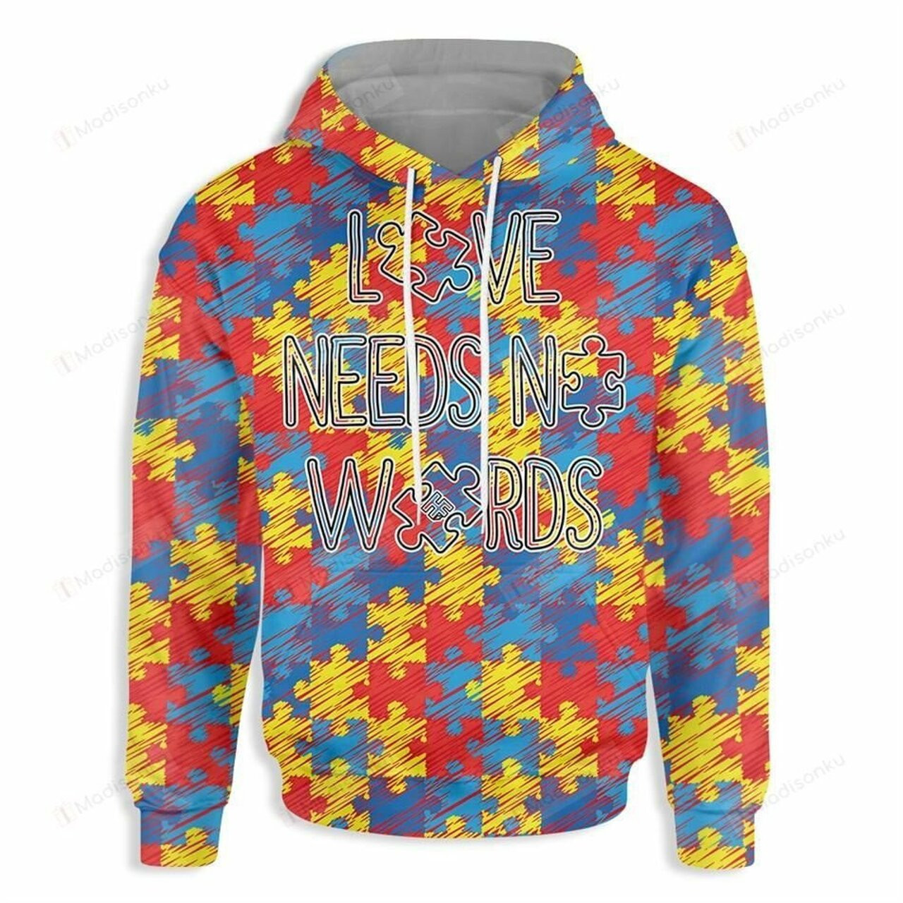 Autism Love Needs No Words For Unisex 3d All Over Print Hoodie