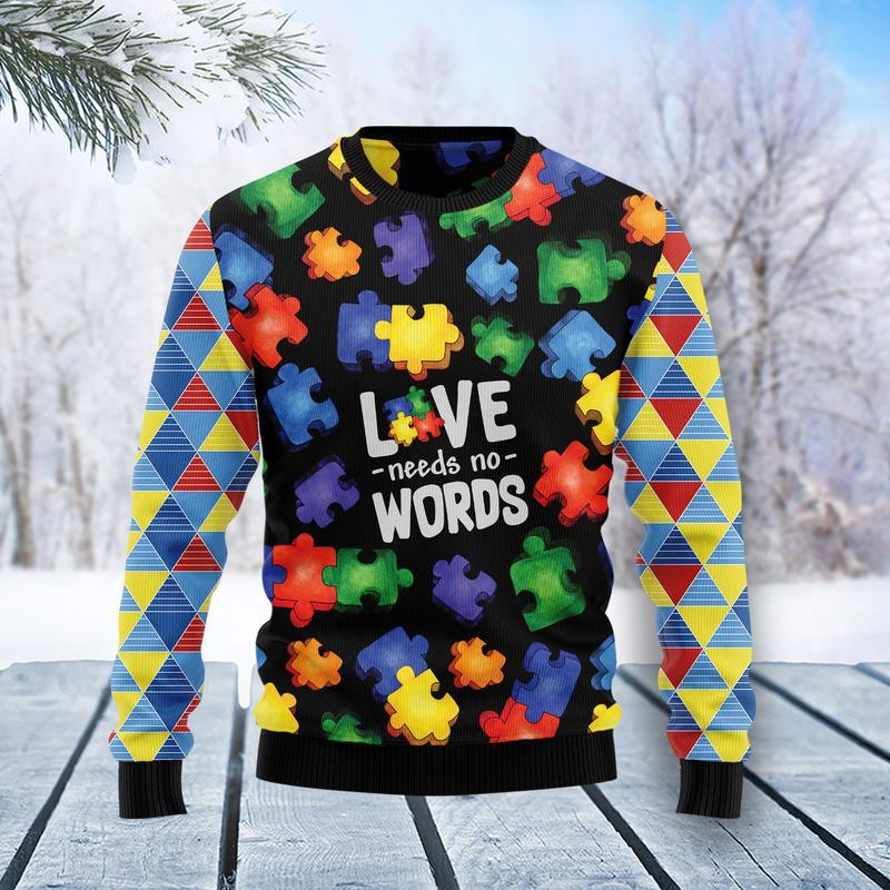 Autism Love Ugly Christmas Sweater Ugly Sweater For Men Women