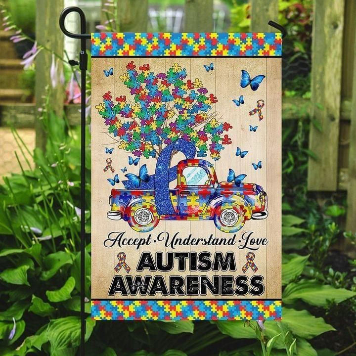 Autism Puzzle Butterfly Accept Understand Love Autism Awareness Garden Flag House Flag