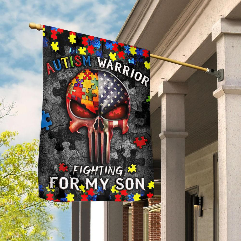 Autism Warrior Fighting For My Son Flag  Garden Flag House Flag