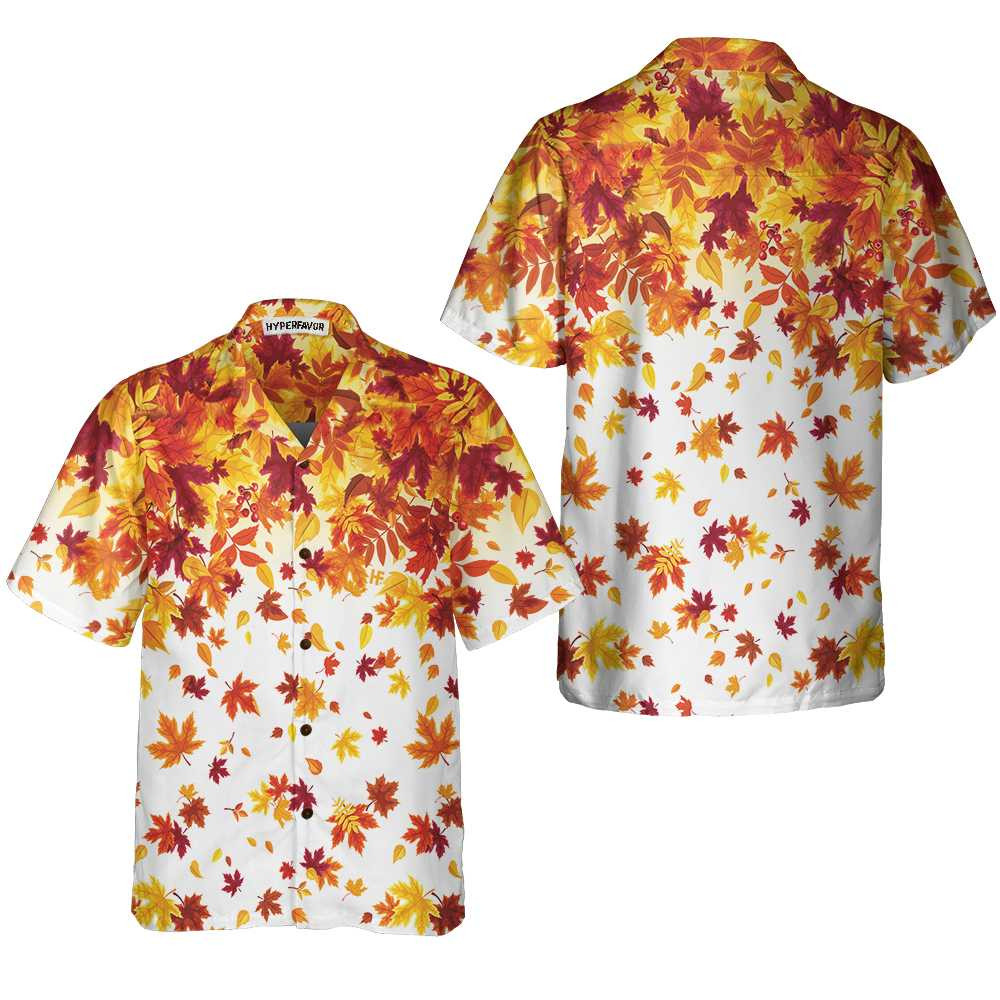 Autumn Leaves On White Thanksgiving Hawaiian Shirt Unique Gift For Thanksgiving Day