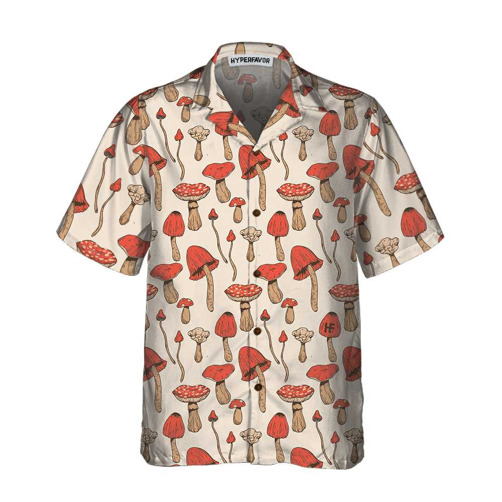 Autumn Mushrooms Hawaiian Shirt Short Sleeve Mushtroom Shirt For Men  Women