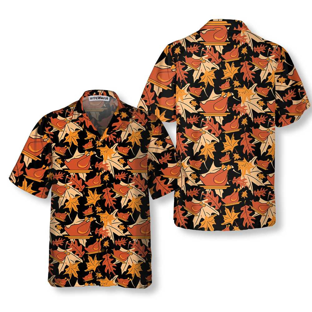 Autumnal Leaves With Turkey Meat Hawaiian Shirt Best Gift For Thanksgiving Day