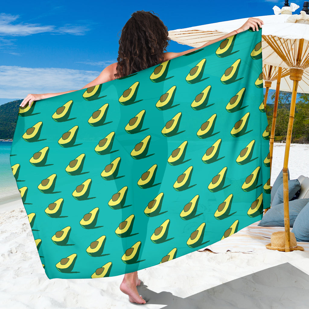 Avocado Pattern Print Sarong Cover Up Avocado Pareo Wrap Skirt Dress
