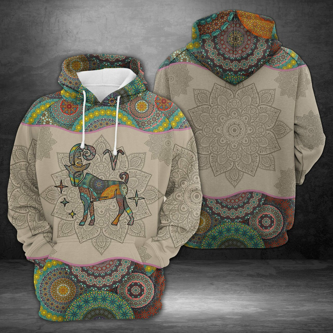 Awesome Aries Horoscope Mandala 3d All Over Print Hoodie