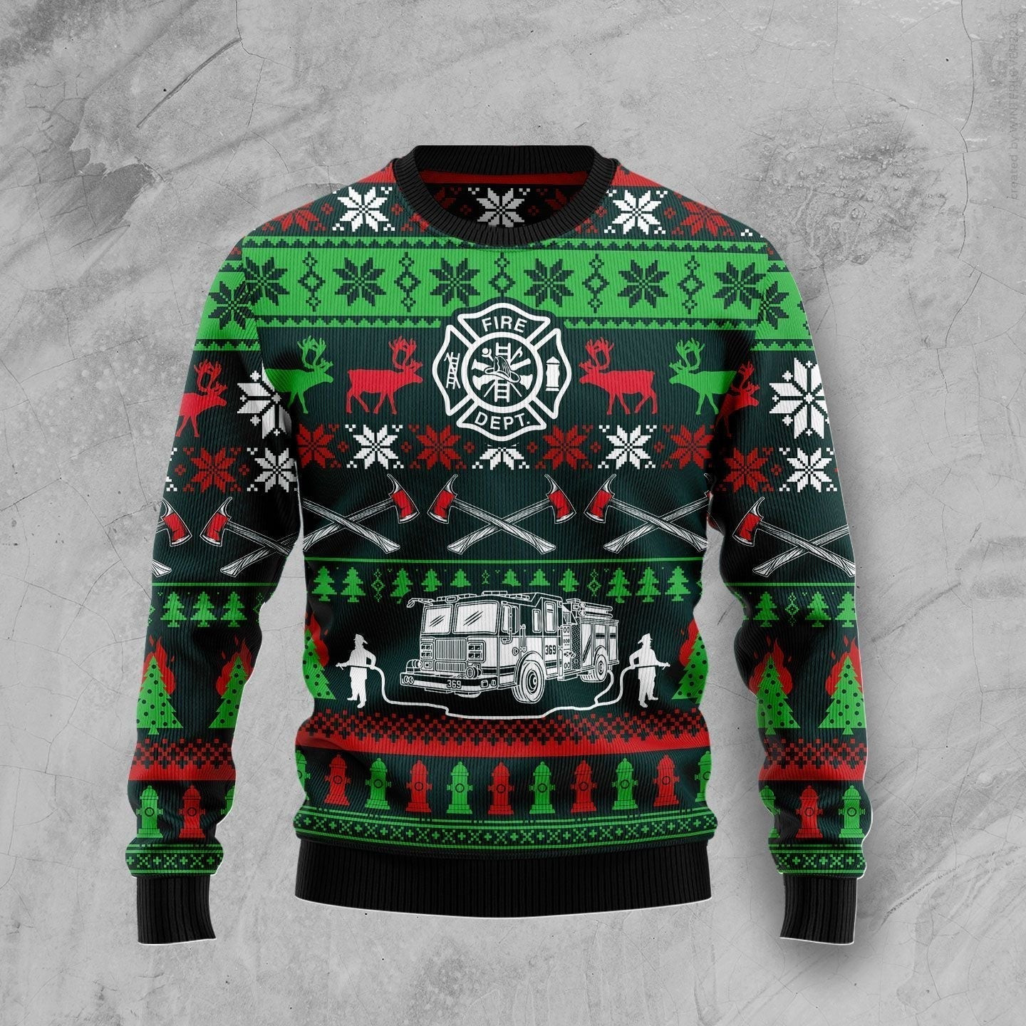 Awesome Firefighter Ugly Christmas Sweater