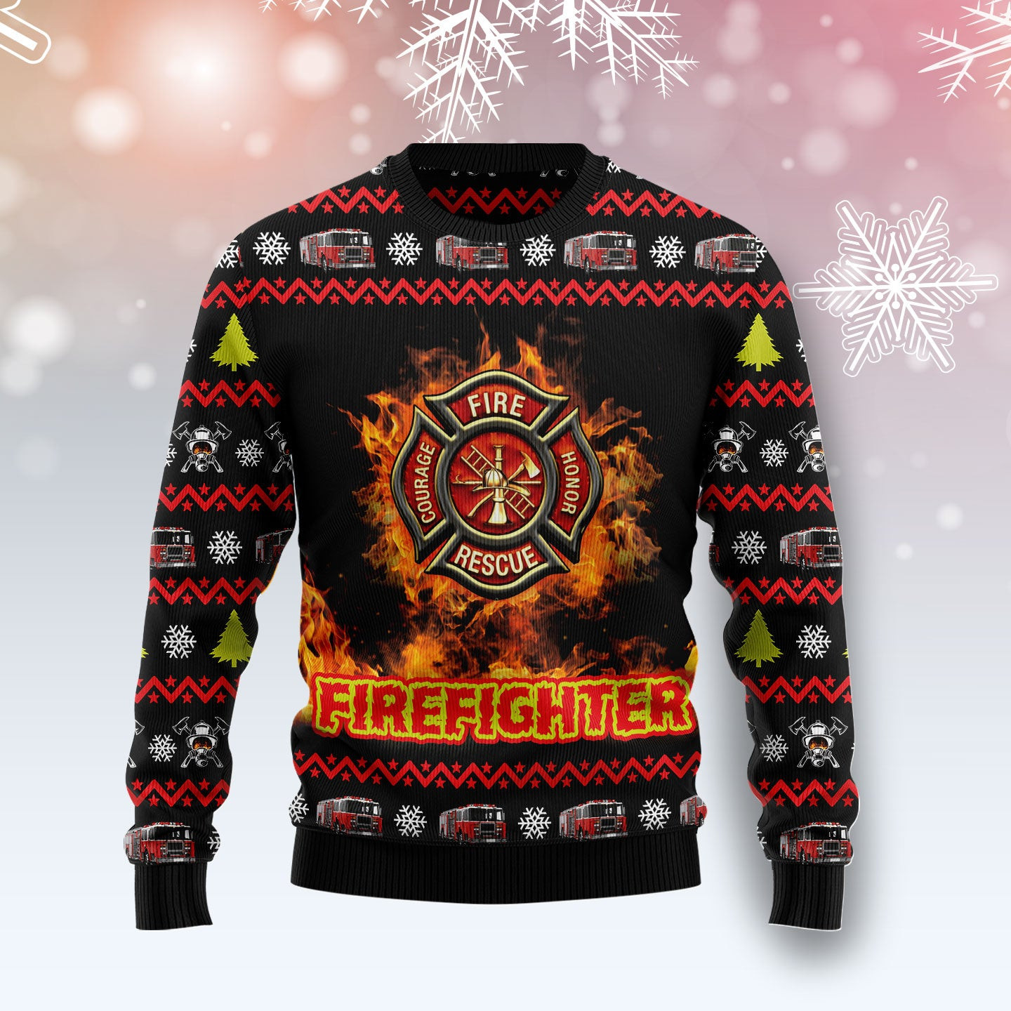 Awesome Firefighter Ugly Christmas Sweater