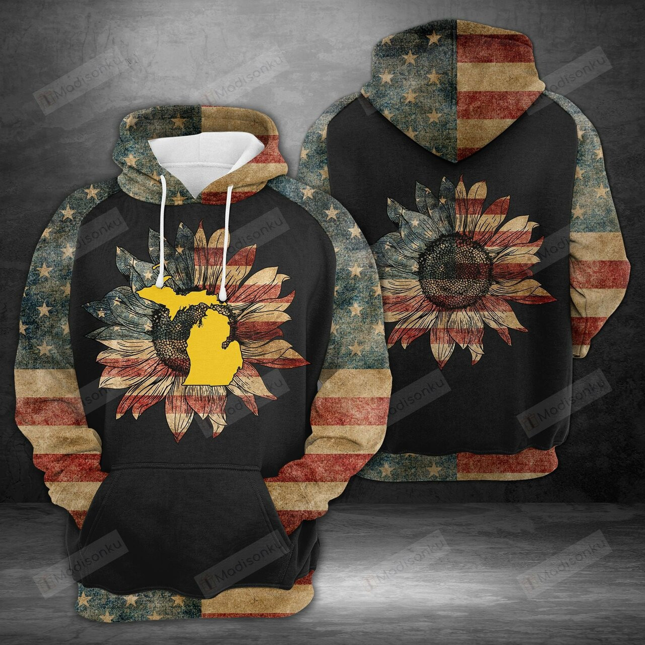 Awesome Michigan American Flag 3d All Over Print Hoodie