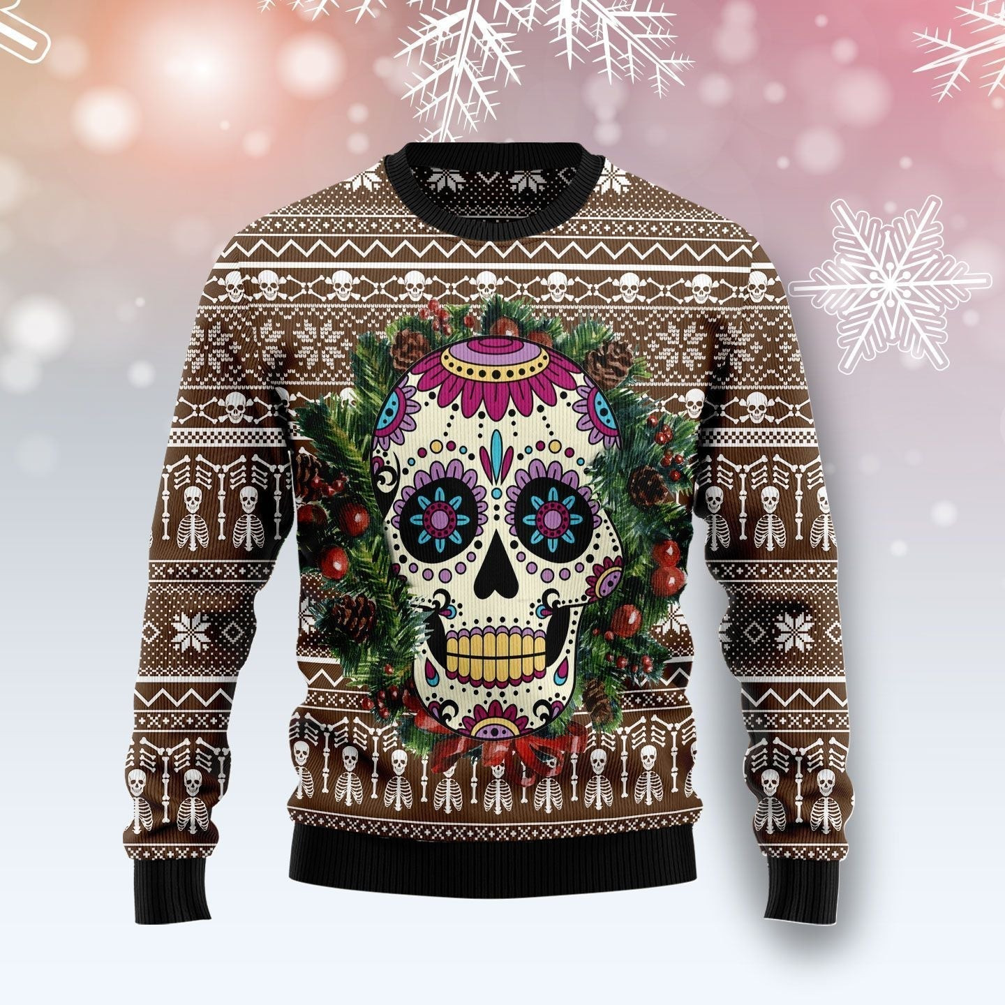 Awesome Sugar Skull  Ugly Christmas Sweater Ugly Sweater For Men Women