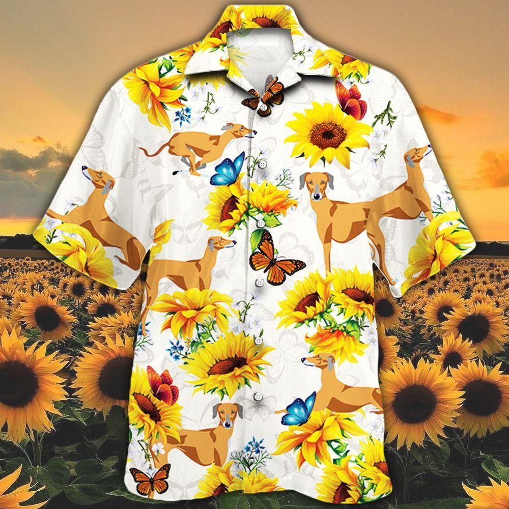 Azawakh Dog Lovers Sun Flower Aloha Hawaiian Shirt Colorful Short Sleeve Summer Beach Casual Shirt For Men And Women