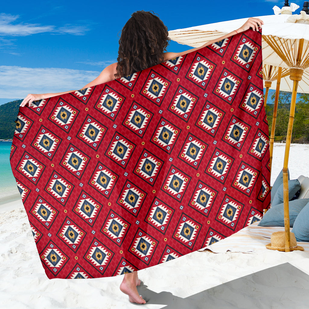 Aztec Pattern Print Sarong Cover Up Aztec Pareo Wrap Skirt Dress