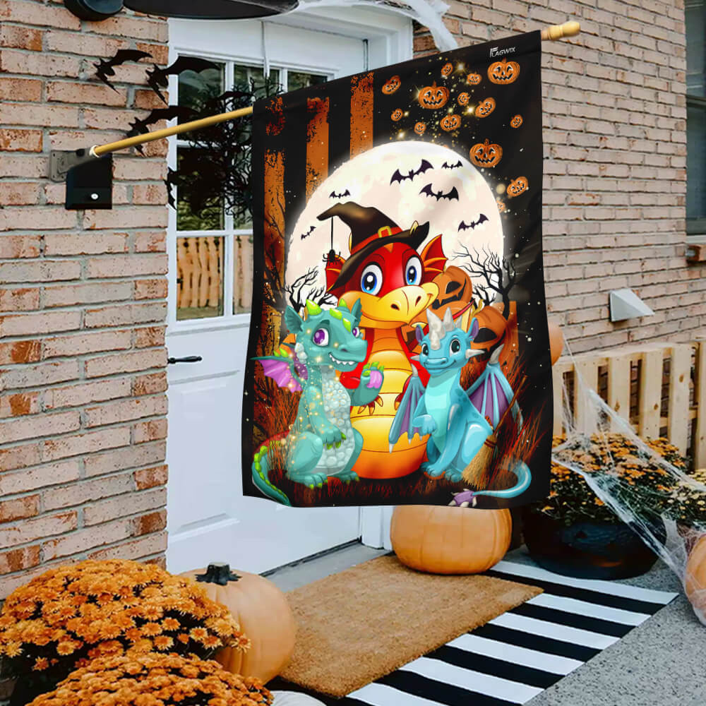 Baby Dragons Happy Halloween Flag Halloween Outdoor Decor Fall Yard House Decoration