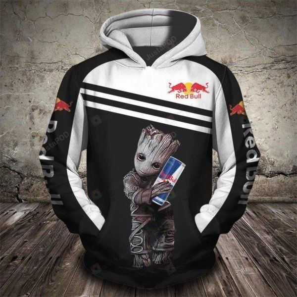Baby Groot Red Bull Men and Women 3D Hoodie and Zip Up Hoodie Baby Groot Red Bull 3D Shirt Baby Groot Red Bull 3D All Over Printed Shirt