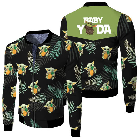 Baby Yoda Hug Pineapple Hawaiian Fleece Bomber Jacket