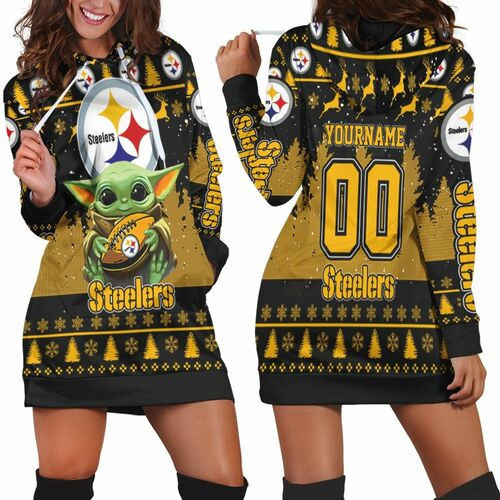 Baby Yoda Hugs Pittsburgh Steelers Ugly Sweater 3d Hoodie Dress Sweater Dress Sweatshirt Dress
