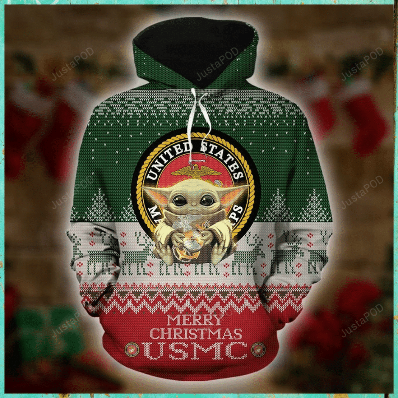 Baby Yoda United States Merry Christmas 3d All Over Print Hoodie