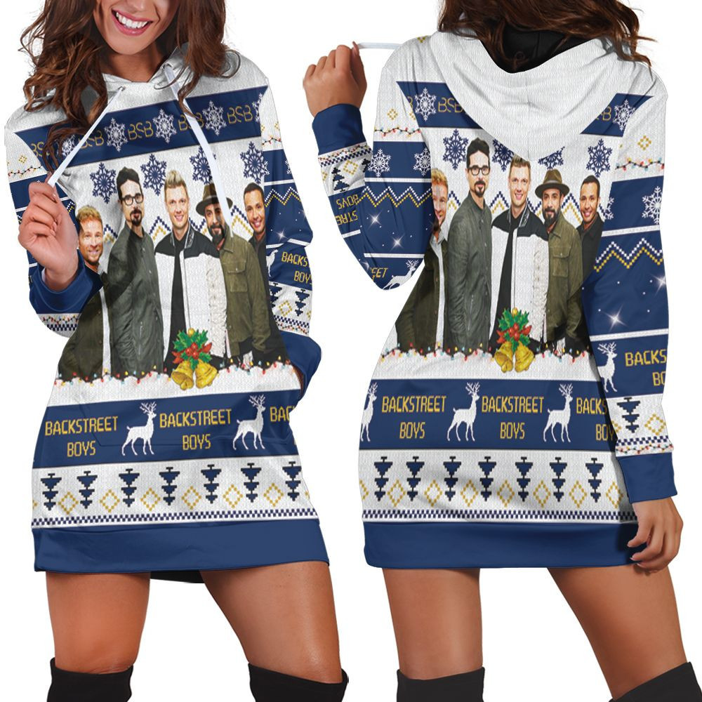 Backstreet Boys Christmas Knitting Pattern Fan Quilt Blanket 3d Hoodie Dress Sweater Dress Sweatshirt Dress