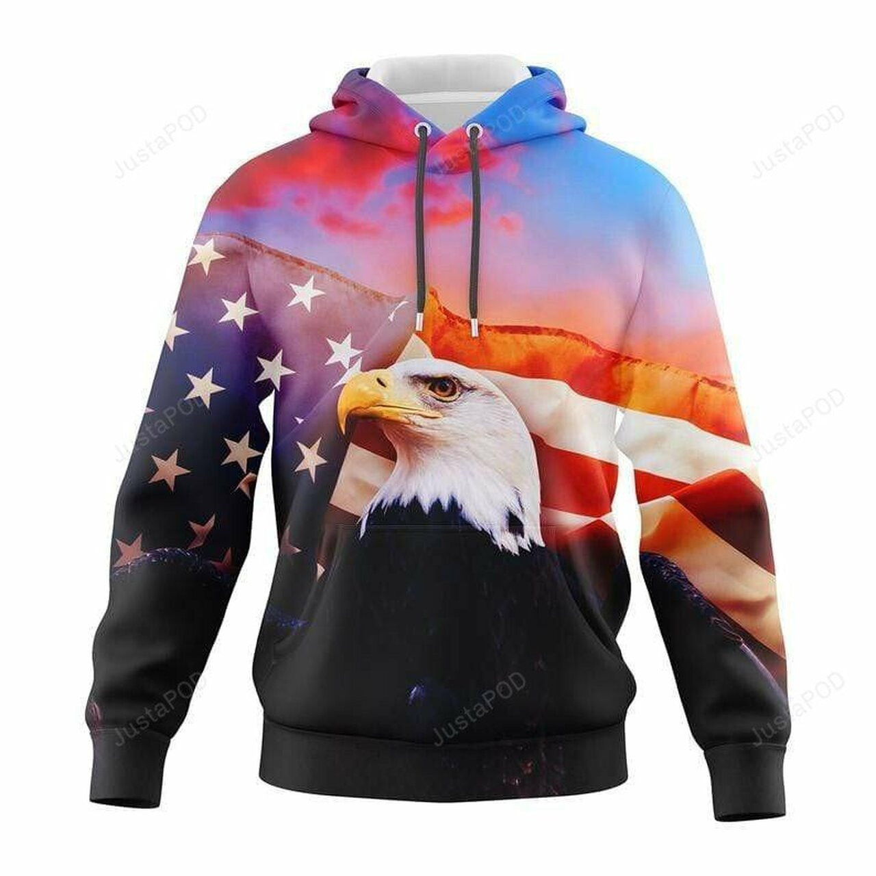 Bald Eagle Galaxy American Flag 3d All Print Hoodie