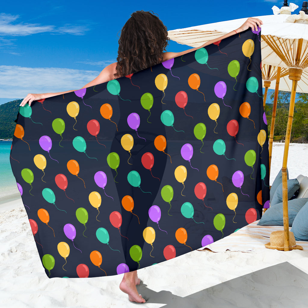 Ballon Colorful Pattern Print Sarong Cover Up Ballon Colorful Pareo Wrap Skirt Dress