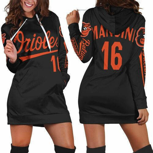Baltimore Orioles 16 Mancini Jersey Inspired Hoodie Dress Sweater Dress Sweatshirt Dress