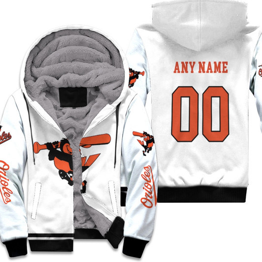 Baltimore Orioles Mlb Baseball Team The Oriole Bird Logo White 3D Designed Allover Custom Name Number Gift For Orioles Fans Fleece Hoodie