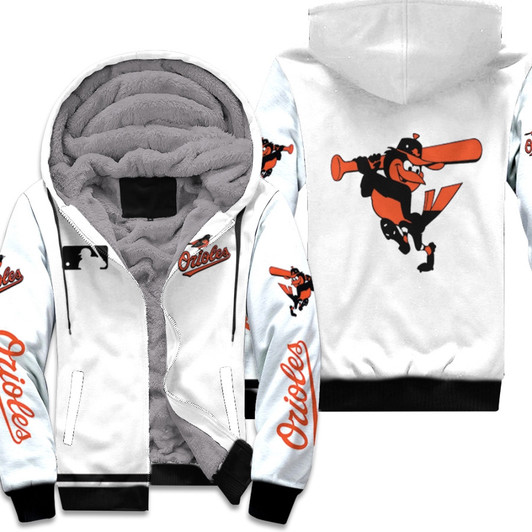 Baltimore Orioles Mlb Baseball Team The Oriole Bird Logo White 3D Designed Allover Gift For Orioles Fans Fleece Hoodie