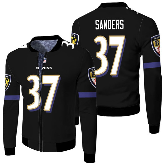 Baltimore Ravens Deion Sanders 37 Nfl 2020 Black Match Jersey Style Gift For Ravens Fans Fleece Bomber Jacket