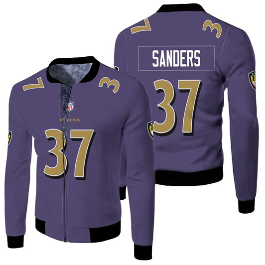 Baltimore Ravens Deion Sanders 37 Nfl Color Rush Limited Purple Jersey Style Gift For Ravens Fans Fleece Bomber Jacket