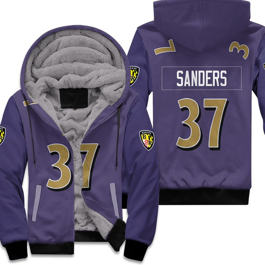 Baltimore Ravens Deion Sanders 37 Nfl Color Rush Limited Purple Jersey Style Gift For Ravens Fans Fleece Hoodie