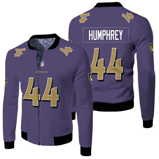 Baltimore Ravens Marlon Humphrey 44 Nfl Color Rush Limited Purple Jersey Style Gift For Ravens Fans Fleece Bomber Jacket