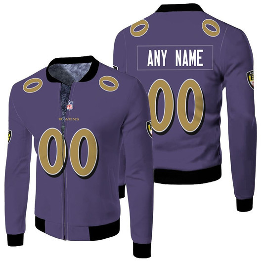 Baltimore Ravens Nfl Color Rush Limited Purple Jersey Style Custom Gift For Ravens Fans Fleece Bomber Jacket