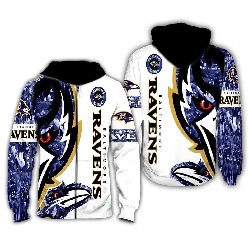 Baltimore Ravens Nfl Fan Pullover And Zippered Hoodies Custom 3D Graphic Printed 3D Hoodie All Over Print Hoodie For Men For Women