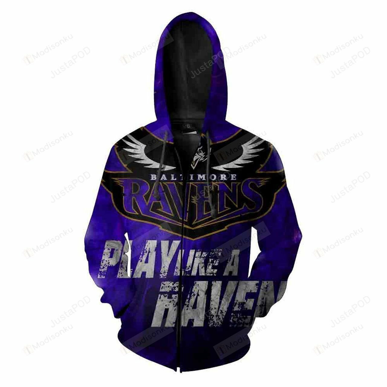 Baltimore Ravens Nfl Football Play Like A Haven 3d All Over Print Hoodie