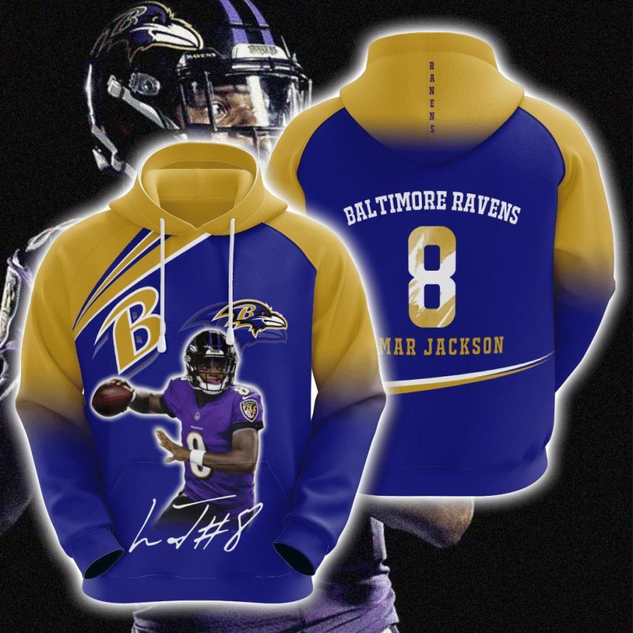 Baltimore Ravens No155 Custom Hoodie 3D All Over Print