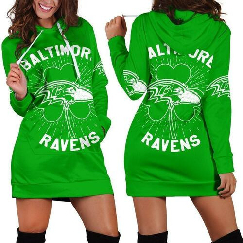 Baltimore Ravens St Patricks Day Hoodie Dress Sweater Dress Sweatshirt Dress 3d All Over Print For Women Hoodie