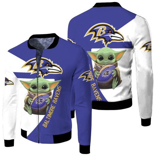 Baltimore Ravens X Baby Yoda Fleece Bomber Jacket