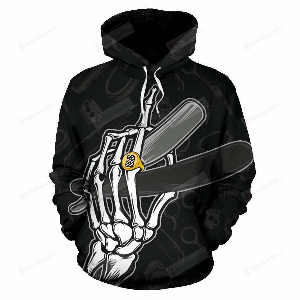 Barber Shop Skull 3d All Over Print Hoodie