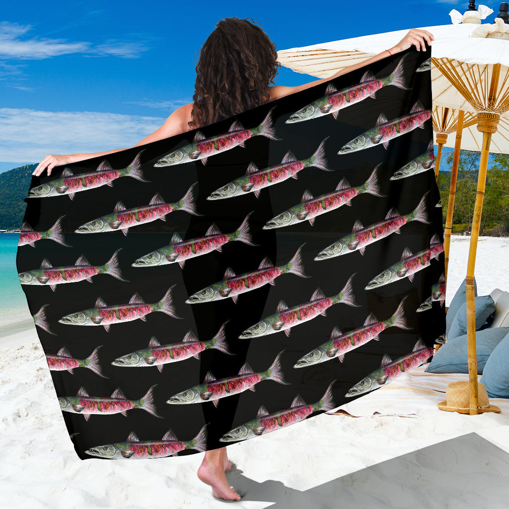 Barracuda Pattern Print Sarong Cover Up Barracuda Pareo Wrap Skirt Dress