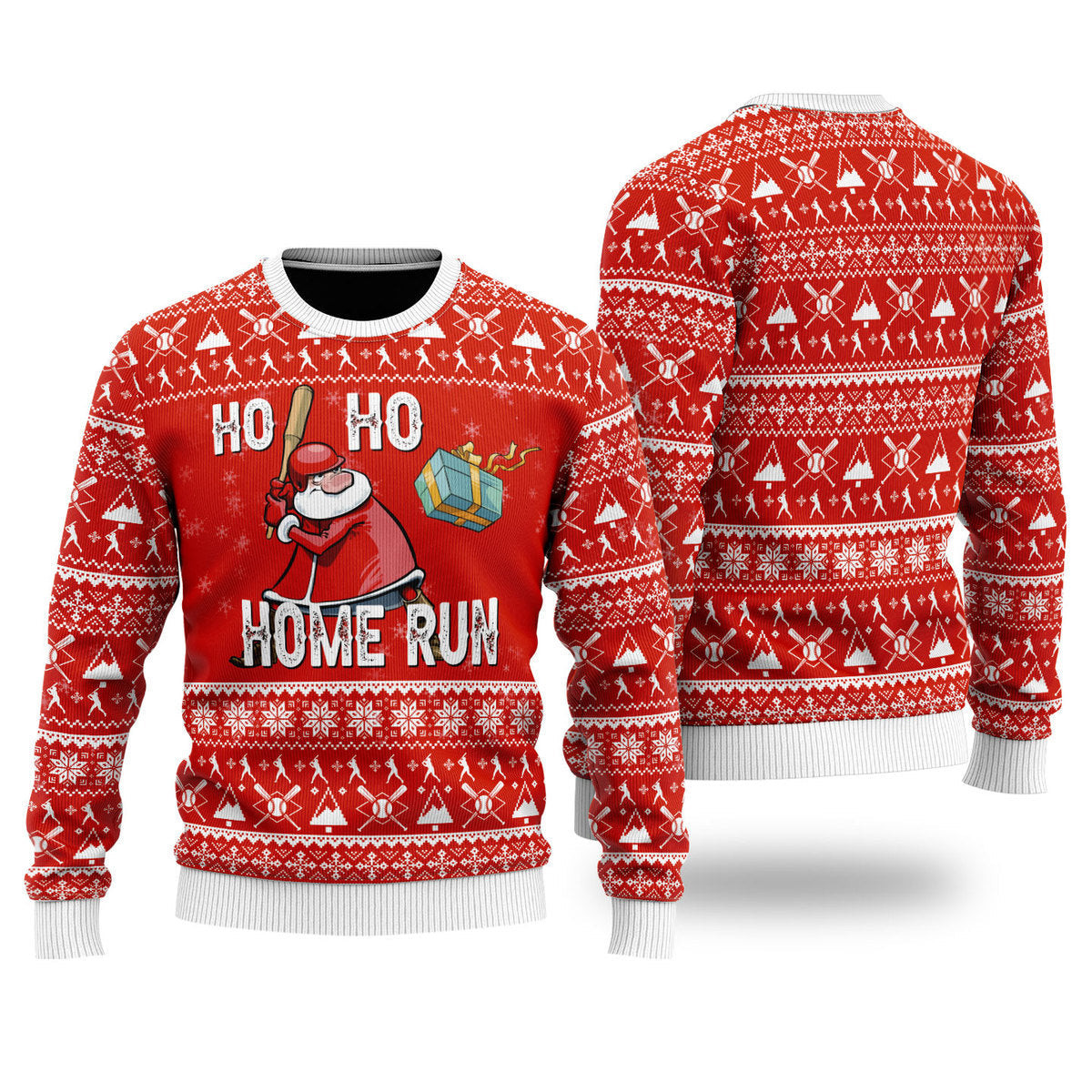 Baseball Ho Ho Homerun Ugly Christmas Sweater Ugly Sweater For Men Women