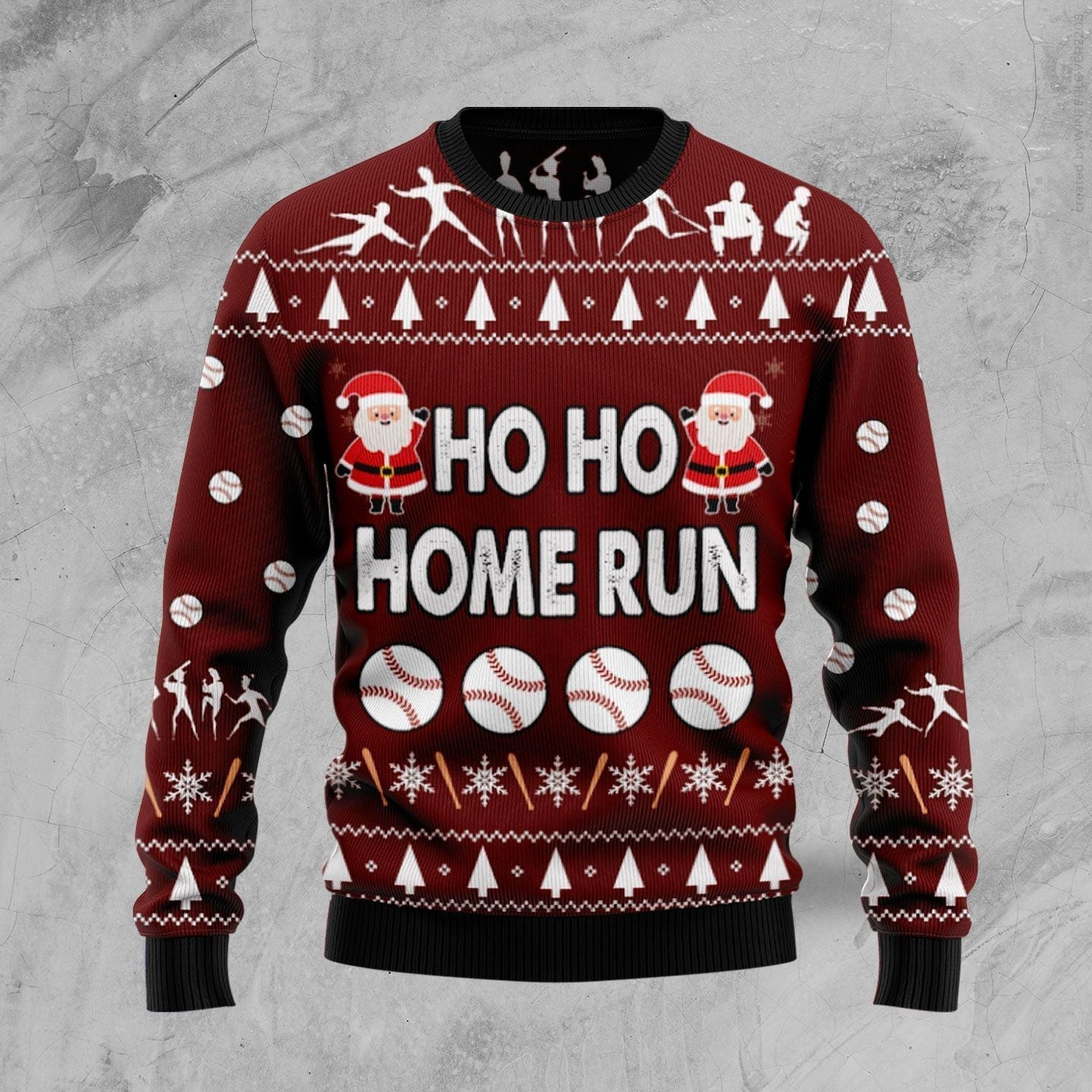 Baseball Hoho Home Run Ugly Christmas Sweater