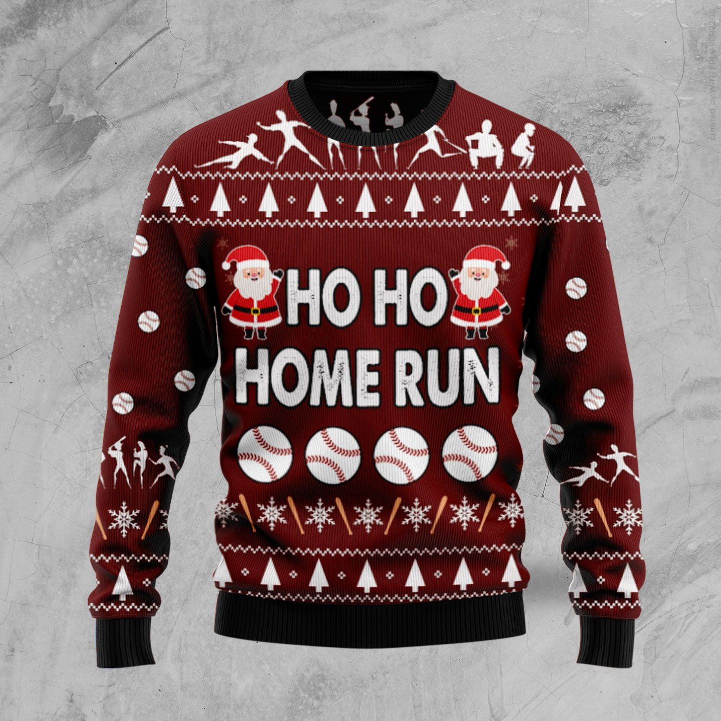 Baseball Hoho Home Run Ugly Christmas Sweater