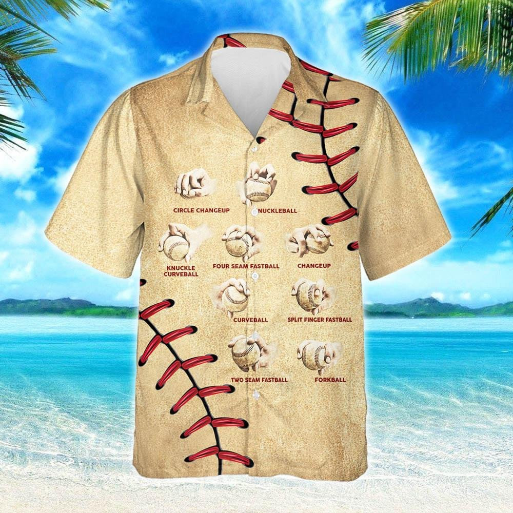 Baseball Pitching Grips Hawaiian Shirt Summer Aloha Shirt