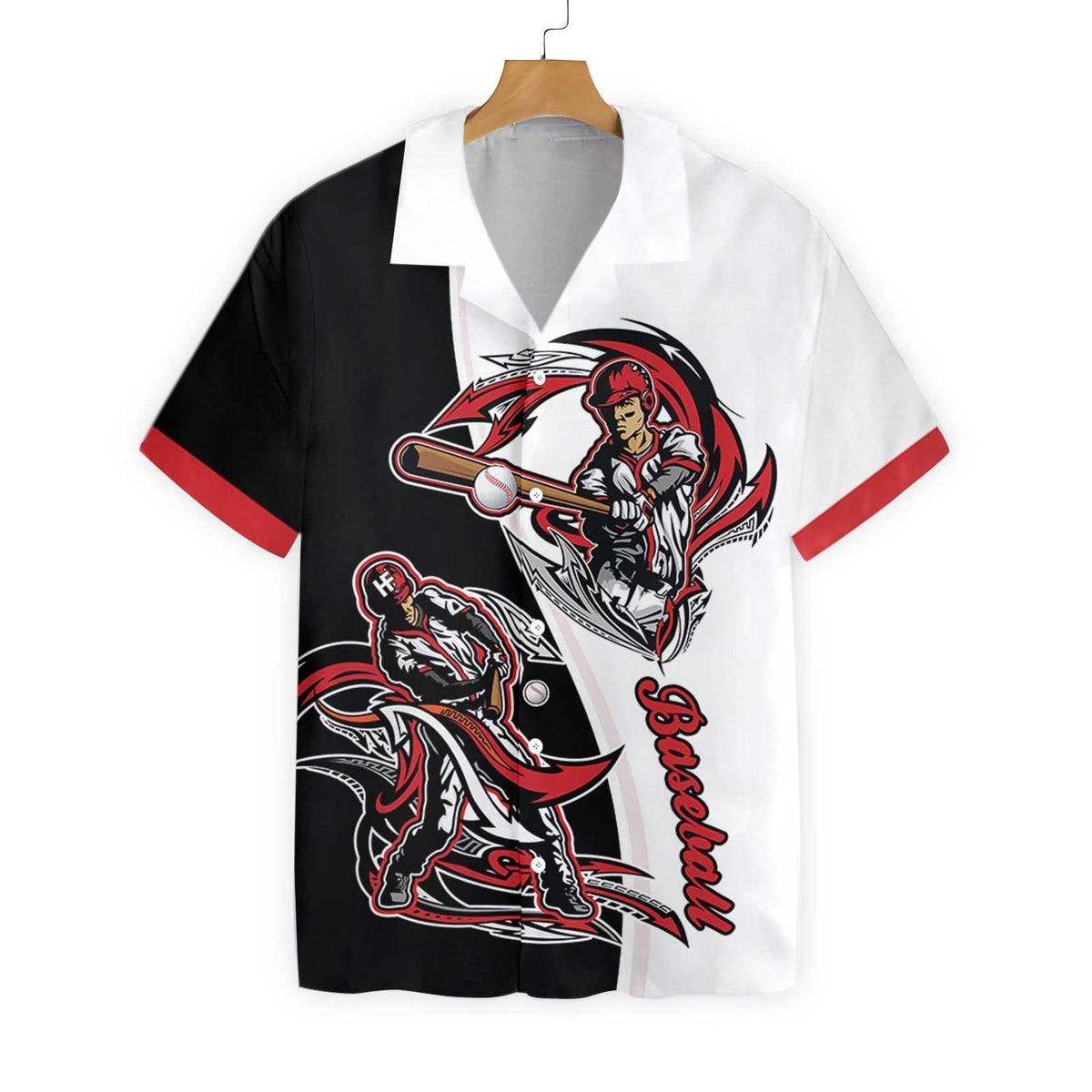 Baseball Player Swinging Bat Hawaiian Shirt