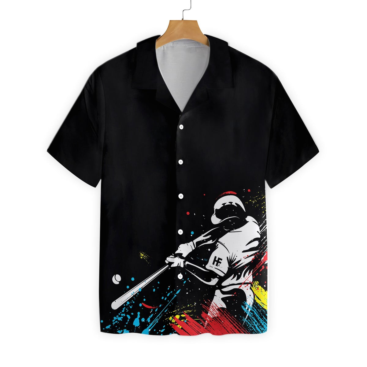 Baseball Players Silhouettes On Paintball Pattern Hawaiian Shirt