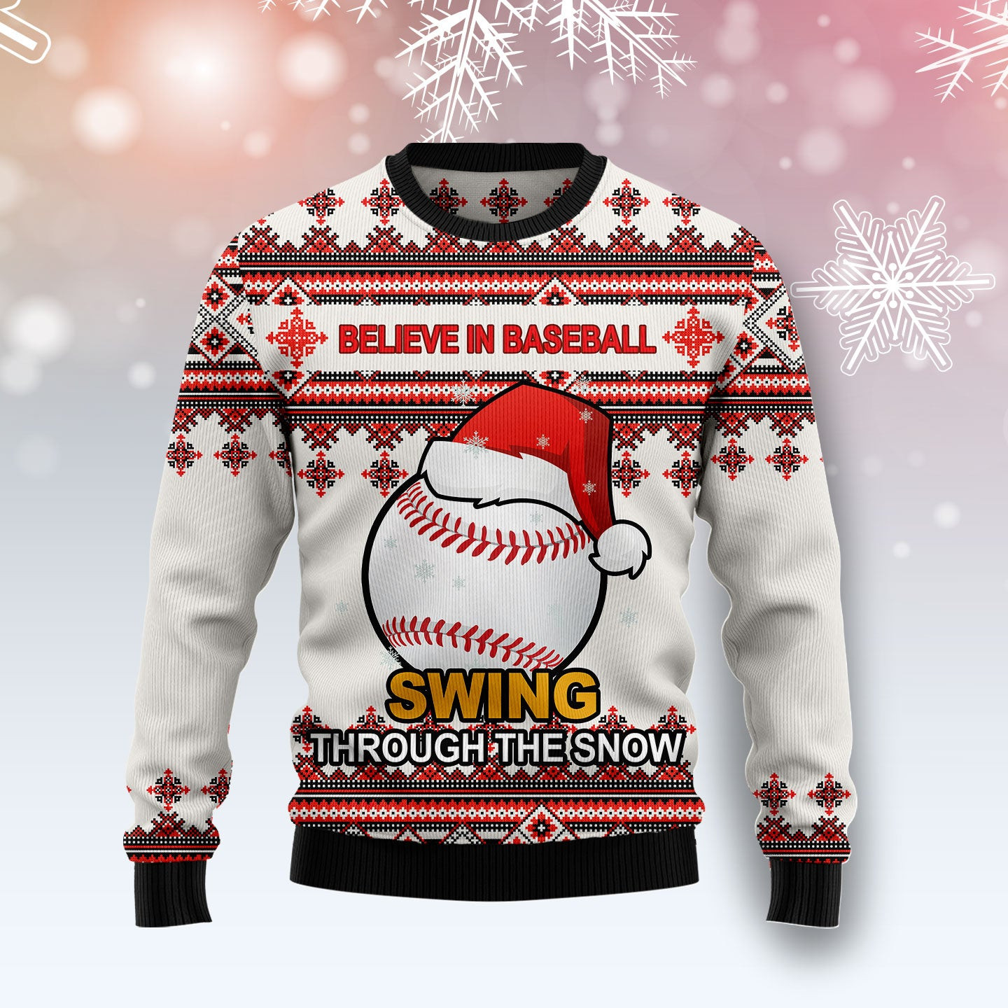 Baseball Santa Hat Ugly Christmas Sweater