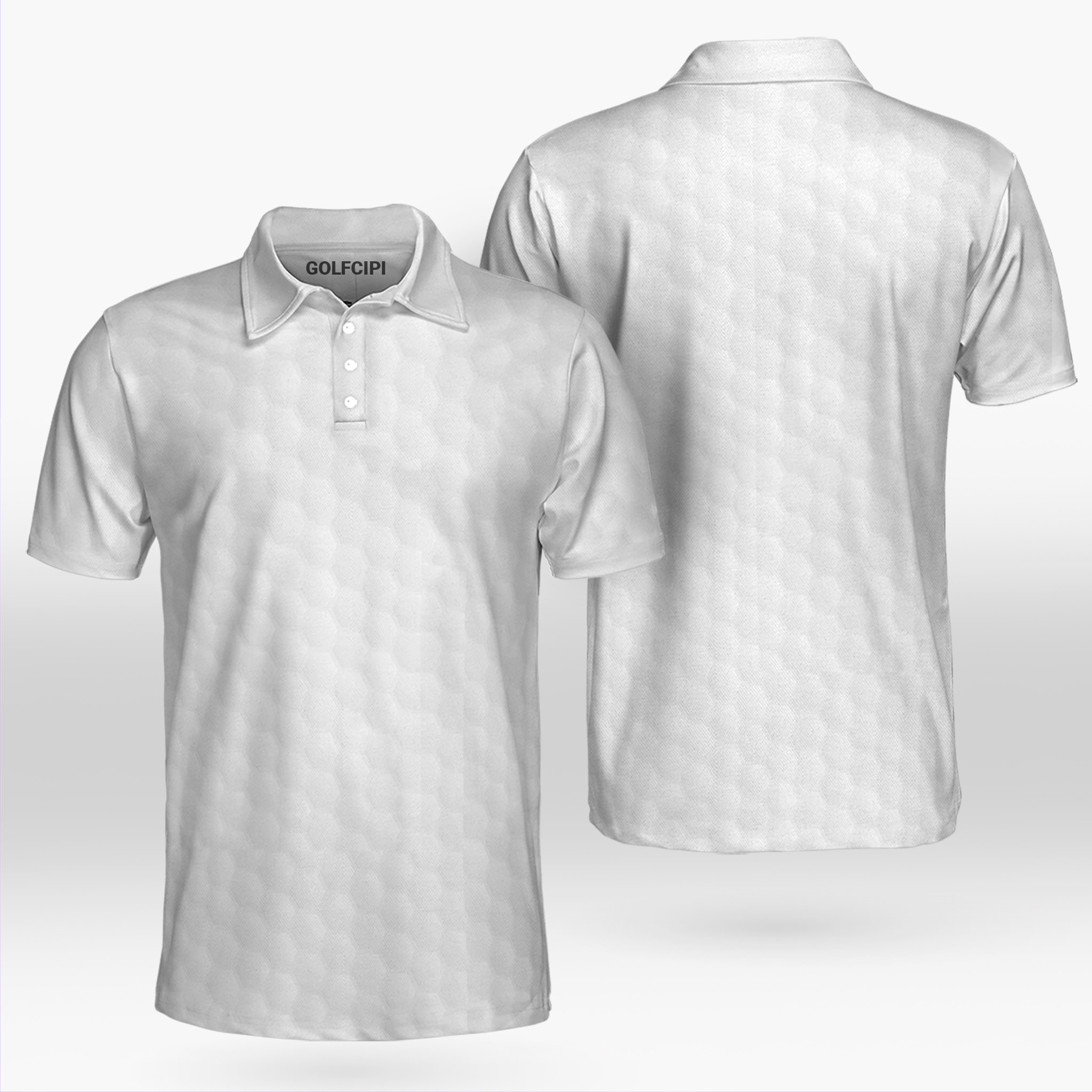 Basic Golf Ball Pattern Golfer White Polo Shirt Best Golf Shirts For Men