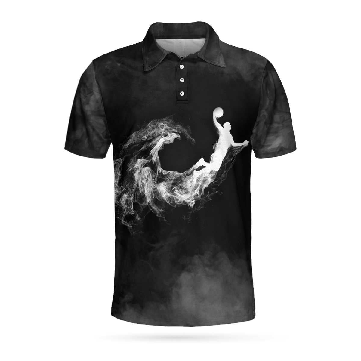 Basketball On Smoke Black Theme Polo Shirt Smoke Basketball Dunk Player Polo Shirt Best Baseball Shirt For Men